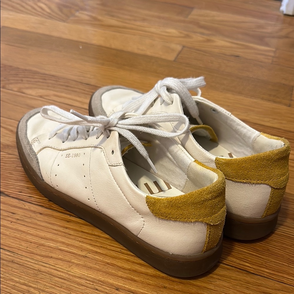 Sam Edelman White and Tan Sneakers